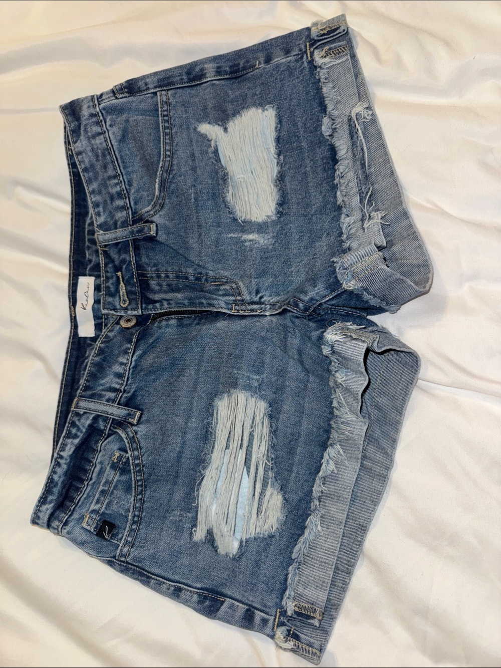 KanCan Distressed Blue Denim Jean Shorts